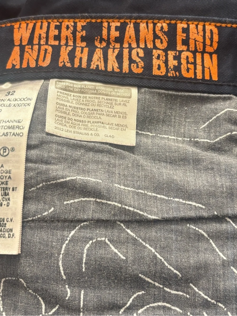 Levi's Navy Chinos with White Anchor Embroidery